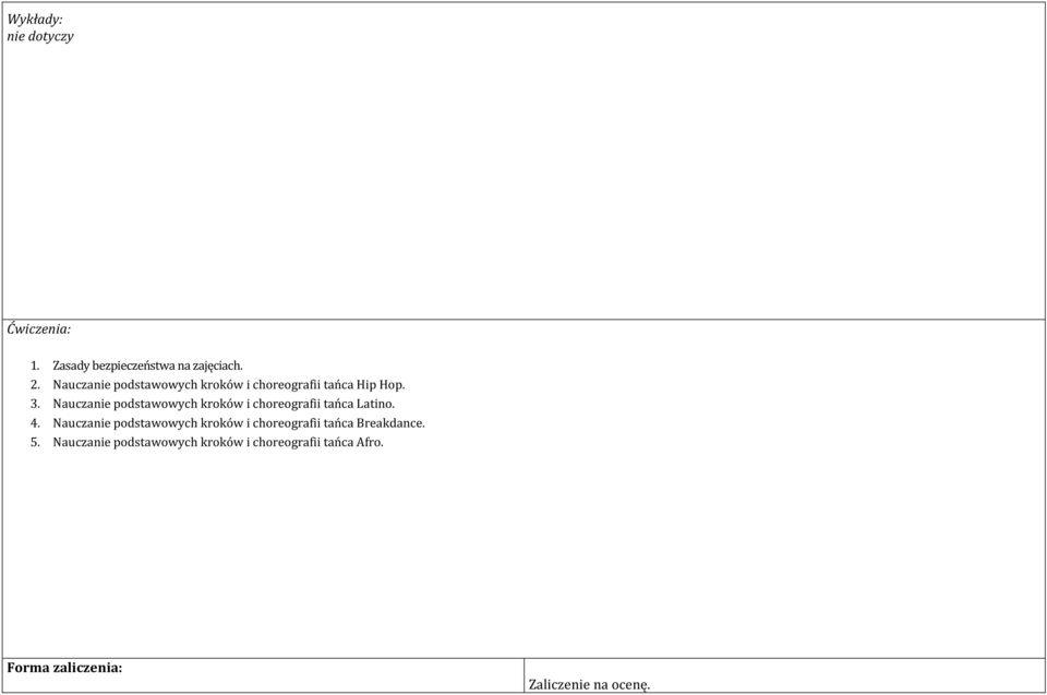 Nauczanie podstawowych kroków i choreografii tańca Latino. 4.