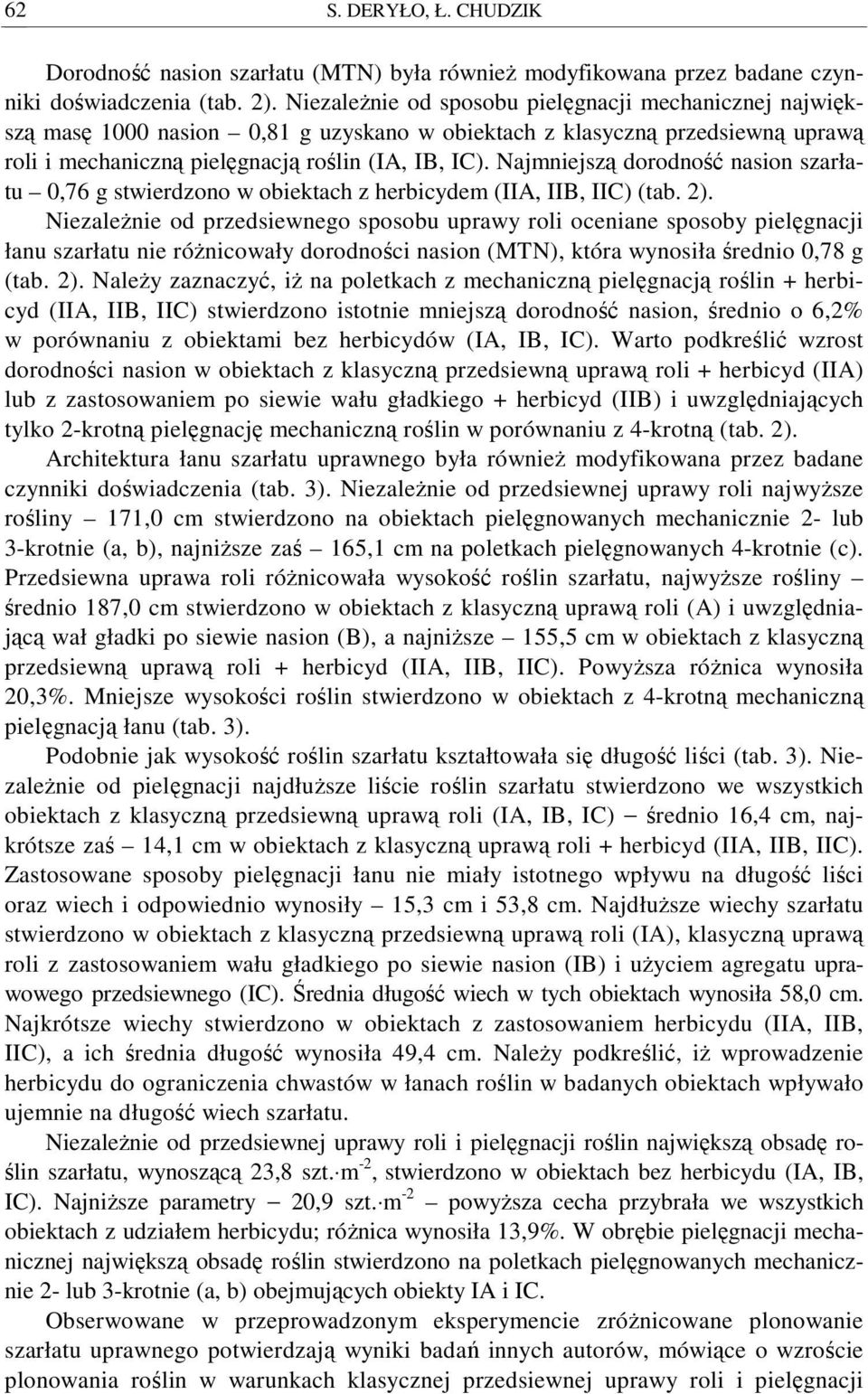 Najmniejszą dorodność nasion szarłatu 0,76 g stwierdzono w obiektach z herbicydem (IIA, IIB, IIC) (tab. 2).