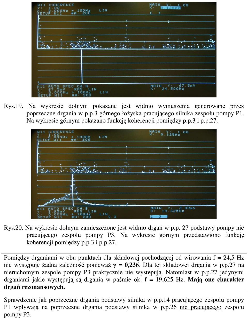 Na wykresie górnym przedstawiono funkcję koherencji pomiędzy p.p.3 i p.p.27.