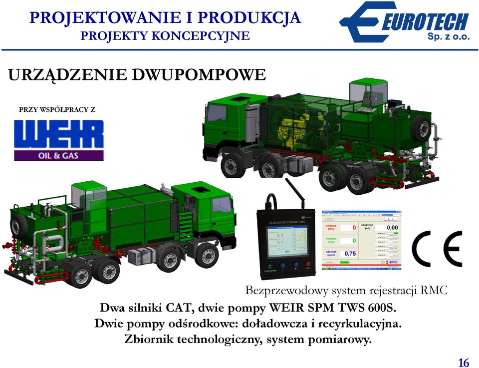 Dwa silniki CAT, dwie pompy WEIR SPM TWS 600S.