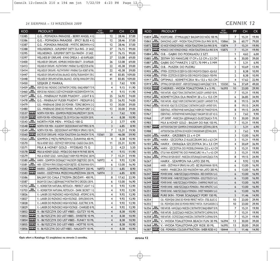 37 76,15 99,00 15397 WELLNESS BY ORIFLAME - KWAS OMEGA 3-60 KAPSU EK 27 53,08 69,00 15400 WELLNESS BY ORIFLAME - KOMPLEKS SWEDISH BEAUTY - 30 KAPSU EK 26 53,08 69,00 15413 WELLNESS BY ORIFLAME -