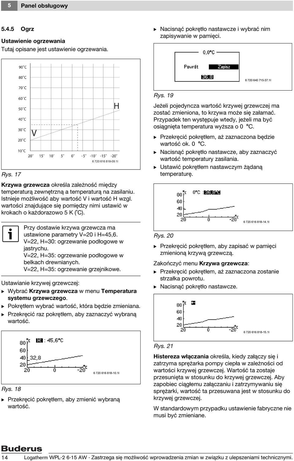 wartości znajdujące się pomiędzy nimi ustawić w krokach o każdorazowo 5 K ( C). Ustawianie krzywej grzewczej: B Wybrać Krzywa grzewcza w menu Temperatura systemu grzewczego.