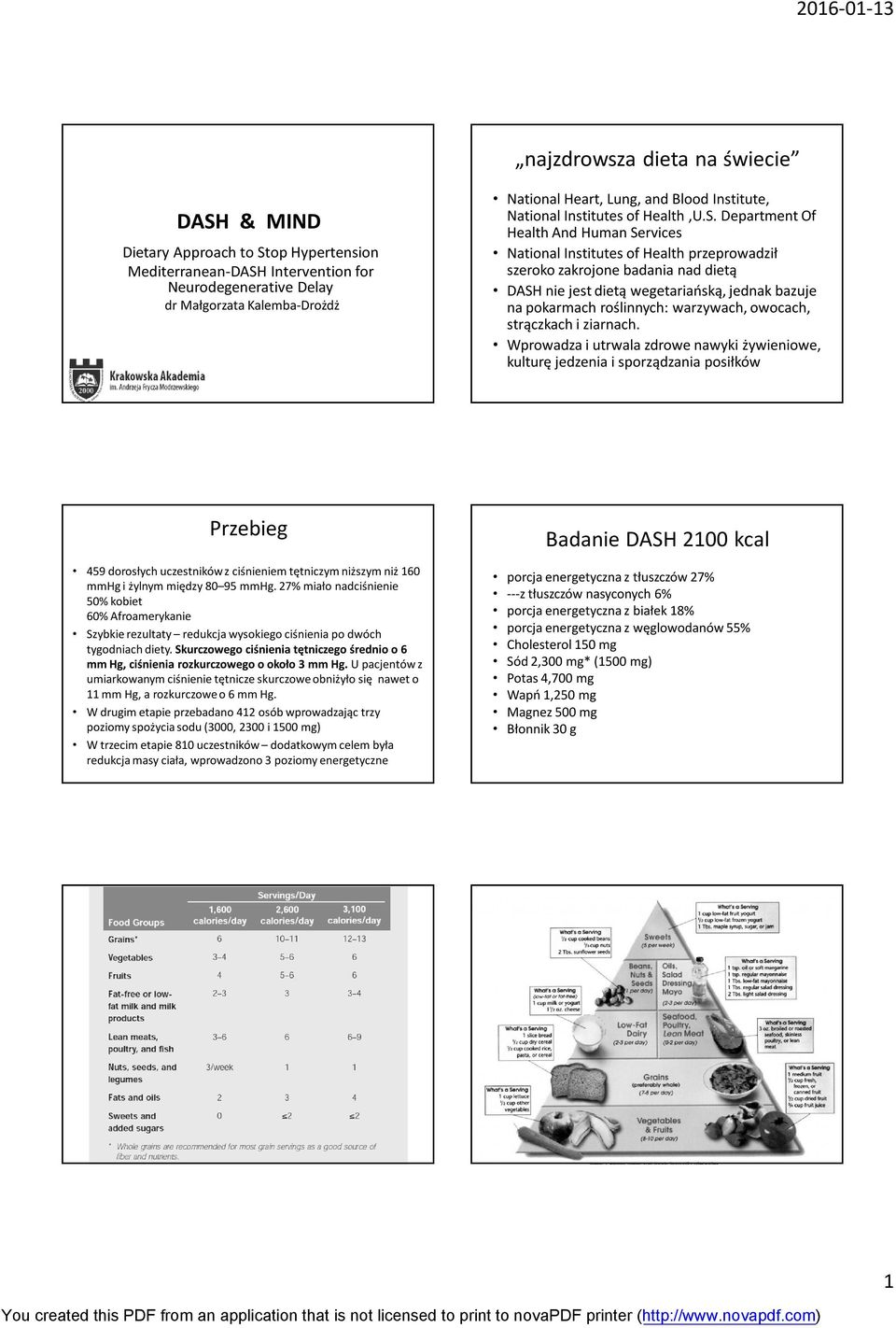 Department Of Health And Human Services National Institutes of Health przeprowadził szeroko zakrojone badania nad dietą DASH nie jest dietą wegetariańską, jednak bazuje na pokarmach roślinnych: