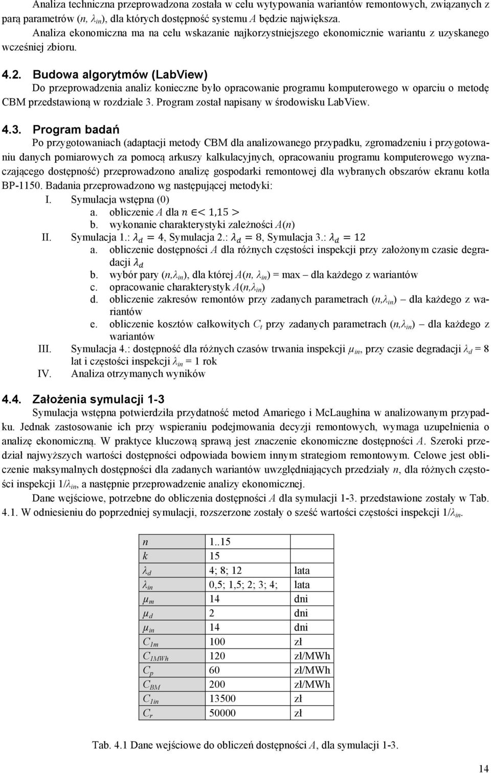 Budowa algorytmów (LabView) Do przeprowadzenia analiz konieczne było opracowanie programu komputerowego w oparciu o metodę CBM przedstawioną w rozdziale 3.