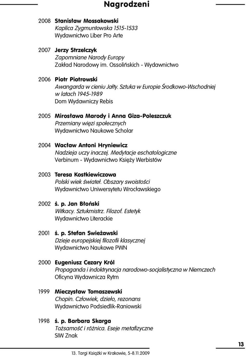 Sztuka w Europie Ârodkowo-Wschodniej w latach 1945-1989 Dom Wydawniczy Rebis 2005 Miros awa Marody i Anna Giza-Poleszczuk Przemiany wi zi spo ecznych Wydawnictwo Naukowe Scholar 2004 Wac aw Antoni