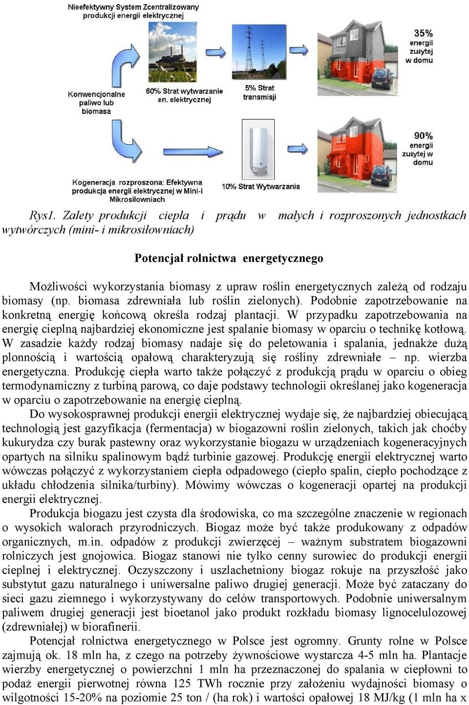 W przypadku zapotrzebowania na energię cieplną najbardziej ekonomiczne jest spalanie biomasy w oparciu o technikę kotłową.