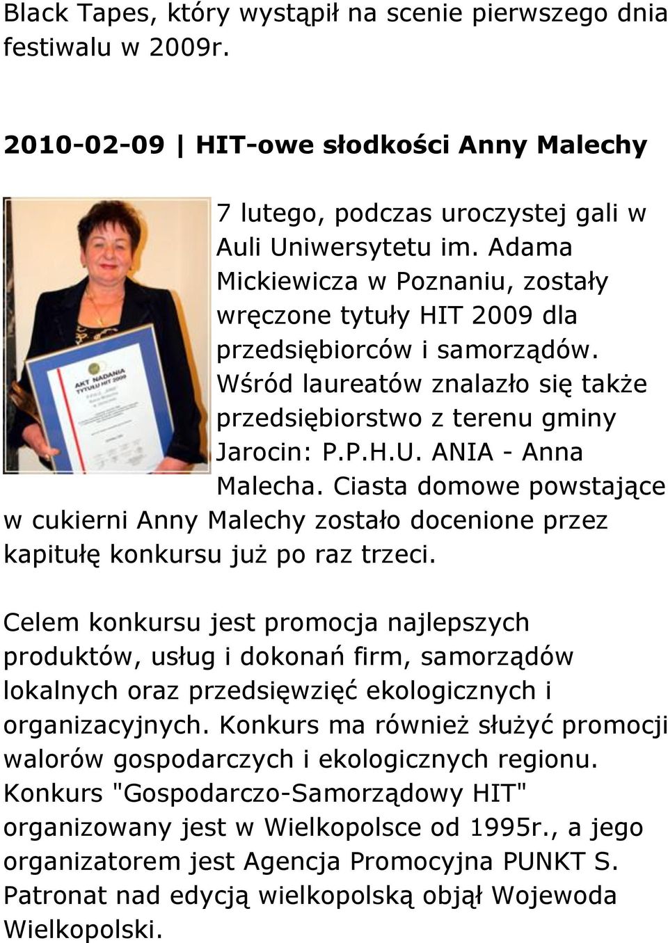ANIA - Anna Malecha. Ciasta domowe powstające w cukierni Anny Malechy zostało docenione przez kapitułę konkursu już po raz trzeci.