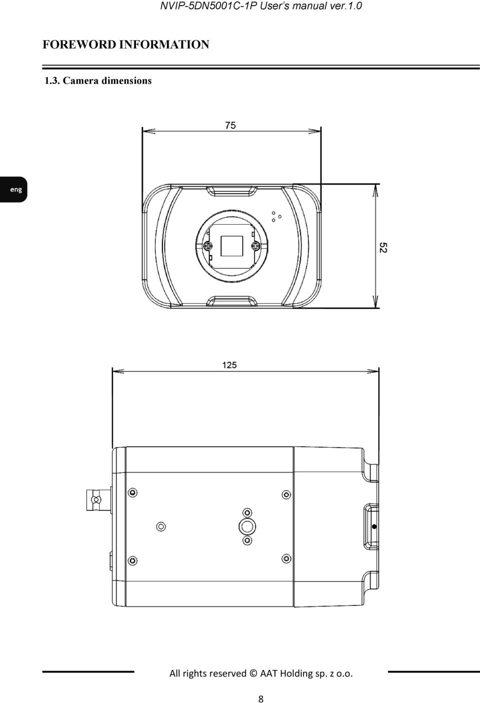 3. Camera dimensions All rights