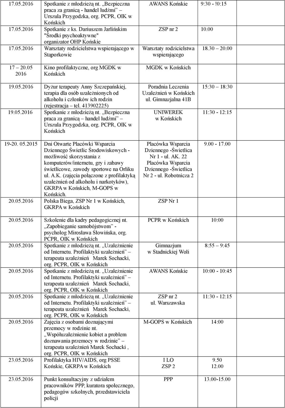 2015 Dni Otwarte Placówki Wsparcia Dziennego Świetlic Środowiskowych - możliwość skorzystania z komputerów/internetu, gry i zabawy świetlicowe, zawody sportowe na Orliku ul. A.K.