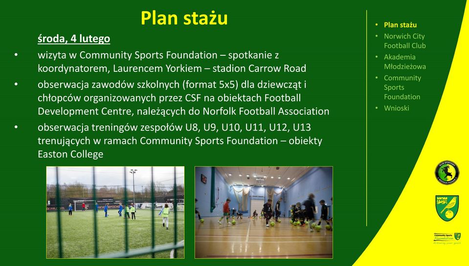 CSF na obiektach Football Development Centre, należących do Norfolk Football Association obserwacja