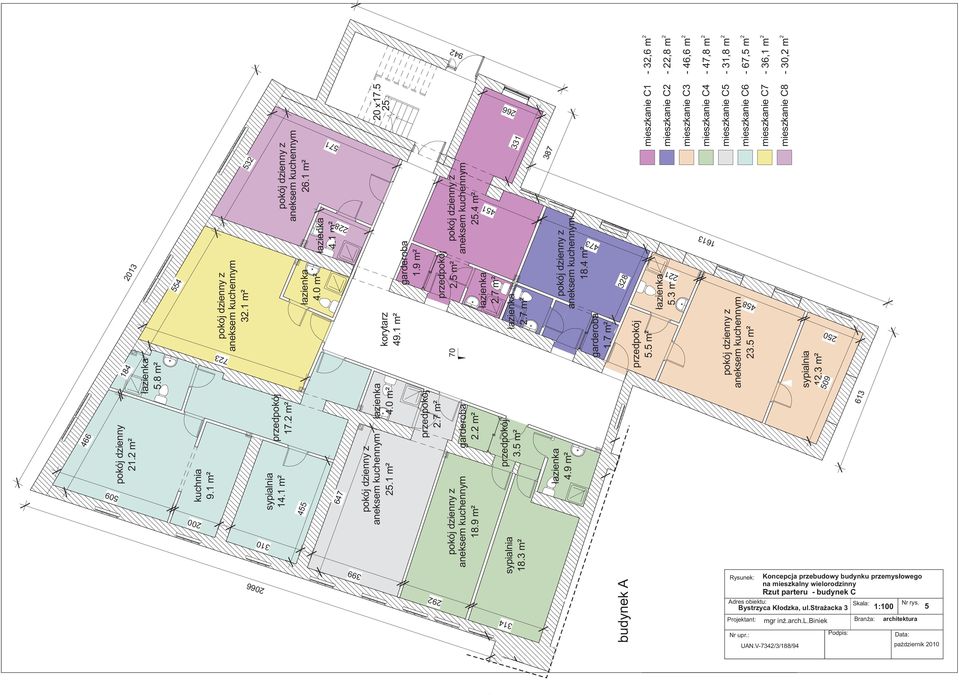 4 m² garderoba 1.7 m² 38 budynek A mieszkanie C1 5.5 m² mieszkanie C 50 458 1 5.3 m² mieszkanie C3 mieszkanie C4 1613 mieszkanie C5 mieszkanie C6 3.5 m² Rysunek: mieszkanie C7 mieszkanie C8 1.