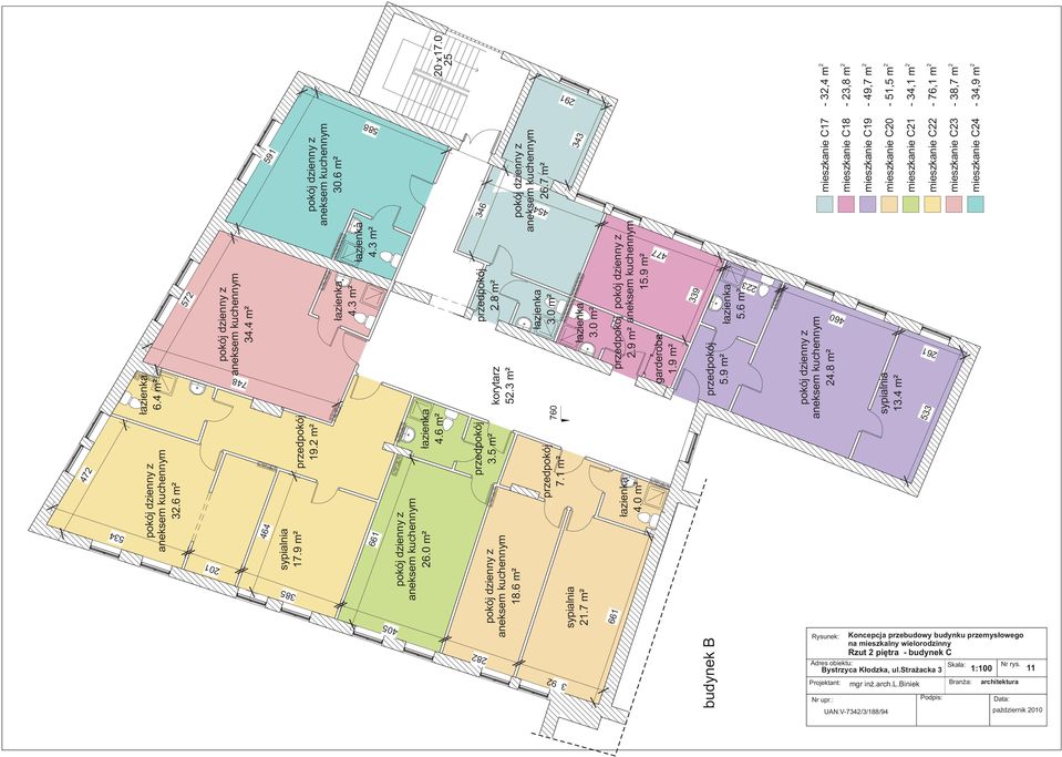 6 m² mieszkanie C17 4.8 m² Rysunek: 13.4 m² 61 533 Adres obiektu: Skala: Nr rys. Bystrzyca K³odzka, ul.