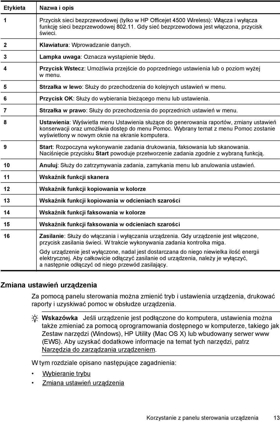 5 Strzałka w lewo: Służy do przechodzenia do kolejnych ustawień w menu. 6 Przycisk OK: Służy do wybierania bieżącego menu lub ustawienia.