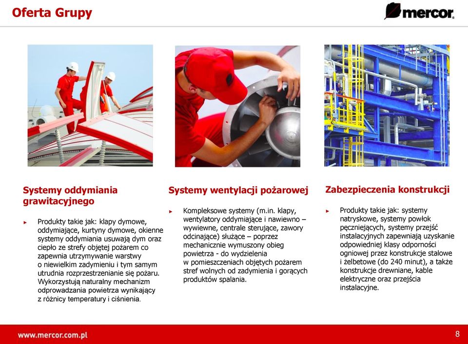 Systemy wentylacji pożarowej Kompleksowe systemy (m.in.