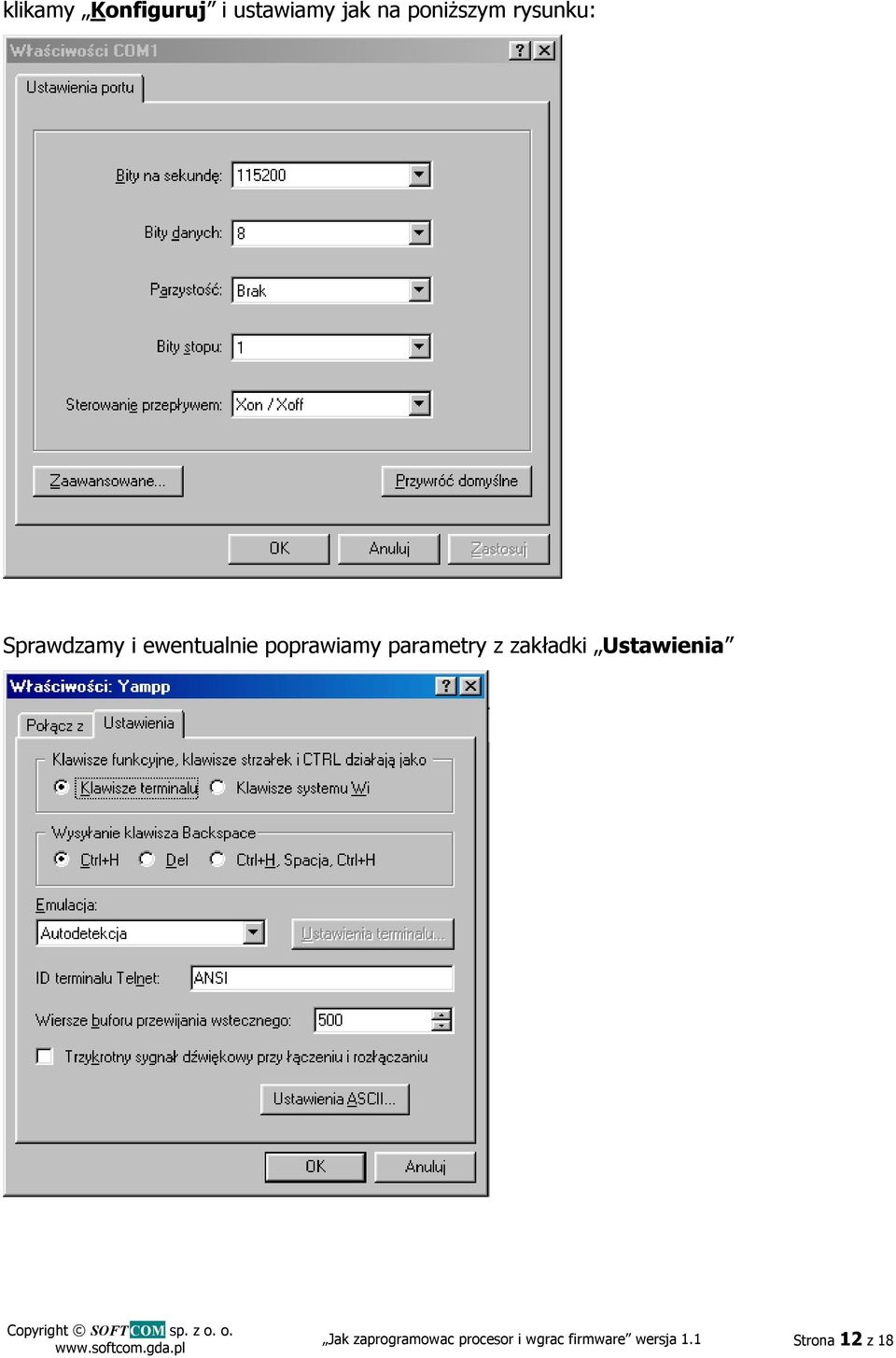 parametry z zakładki Ustawienia Jak