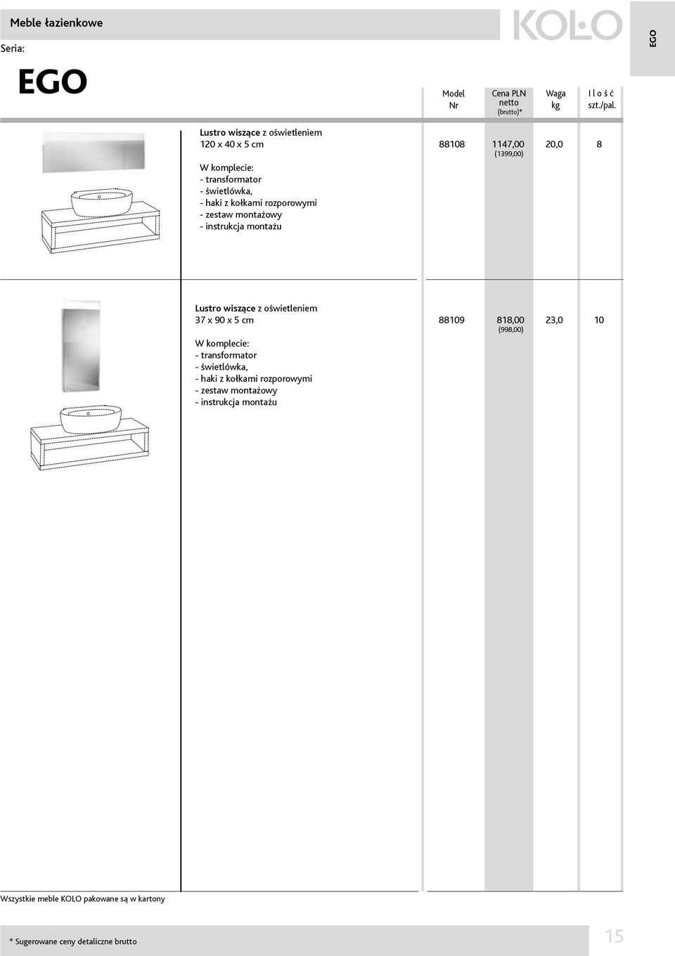 20,0 8 Lustro wiszące z oświetleniem 37 x 90 x 5 cm transformator świetlówka, haki z kołkami