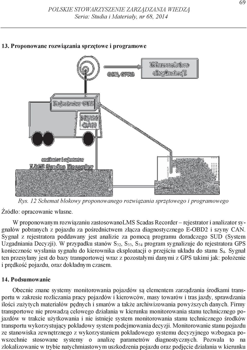 rednictwem zł cza diagnostycznego E-OBD2 i szyny CAN. Sygnał z rejestratora poddawany jest analizie za pomoc programu doradczego SUD (System Uzgadniania Decyzji).