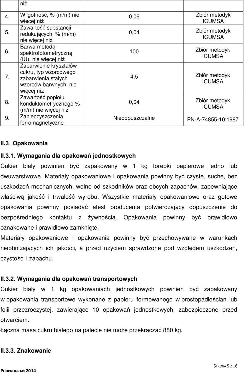 konduktometrycznego % (m/m) nie więcej niż 9.