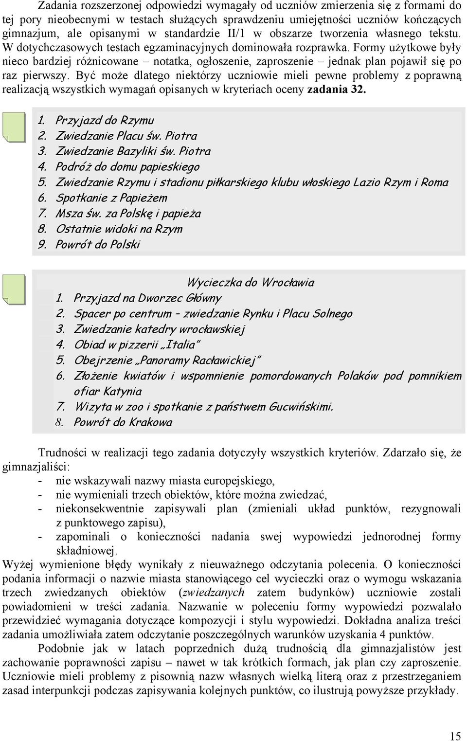 Formy użytkowe były nieco bardziej różnicowane notatka, ogłoszenie, zaproszenie jednak plan pojawił się po raz pierwszy.