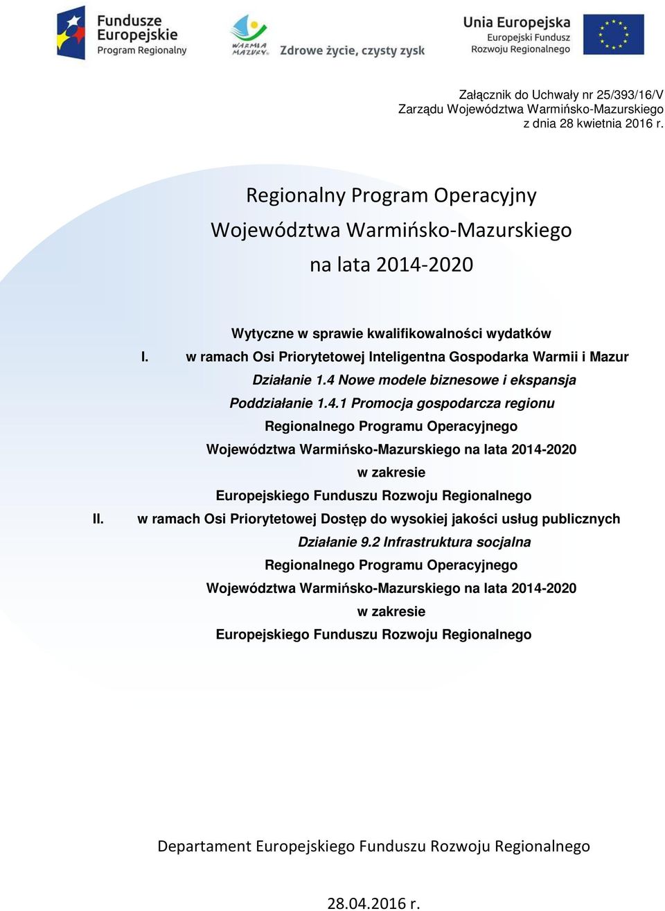 Nowe modele biznesowe i ekspansja Poddziałanie 1.4.