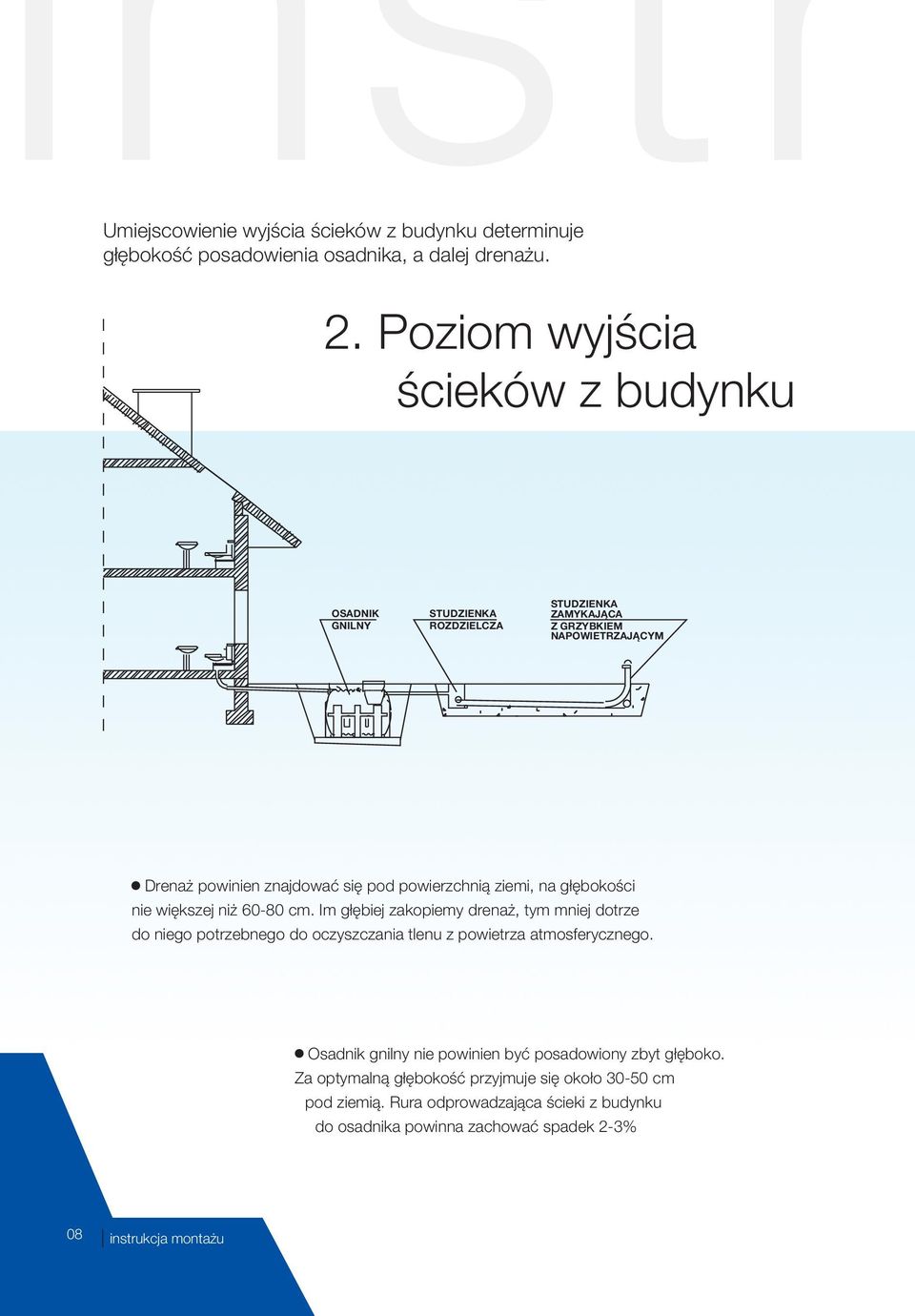 powierzchnią ziemi, na głębokości nie większej niż 60-80 cm.