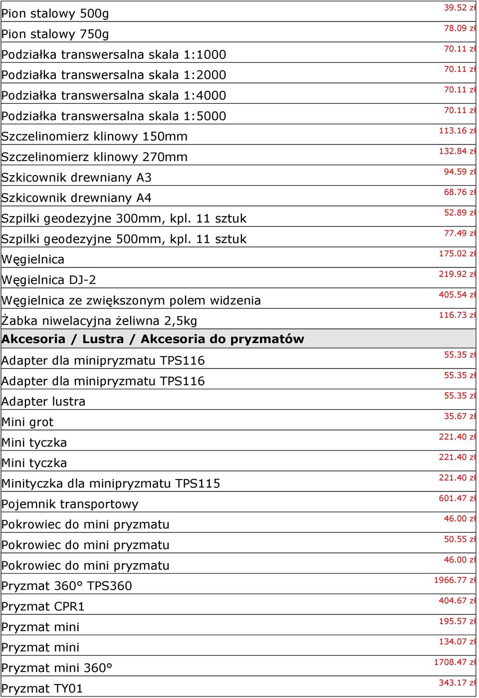 11 sztuk Węgielnica Węgielnica DJ-2 Węgielnica ze zwiększonym polem widzenia Żabka niwelacyjna żeliwna 2,5kg Akcesoria / Lustra / Akcesoria do pryzmatów Adapter dla minipryzmatu TPS116 Adapter dla