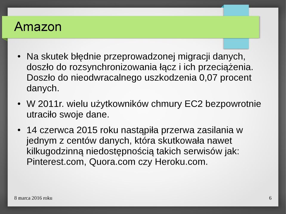 wielu użytkowników chmury EC2 bezpowrotnie utraciło swoje dane.