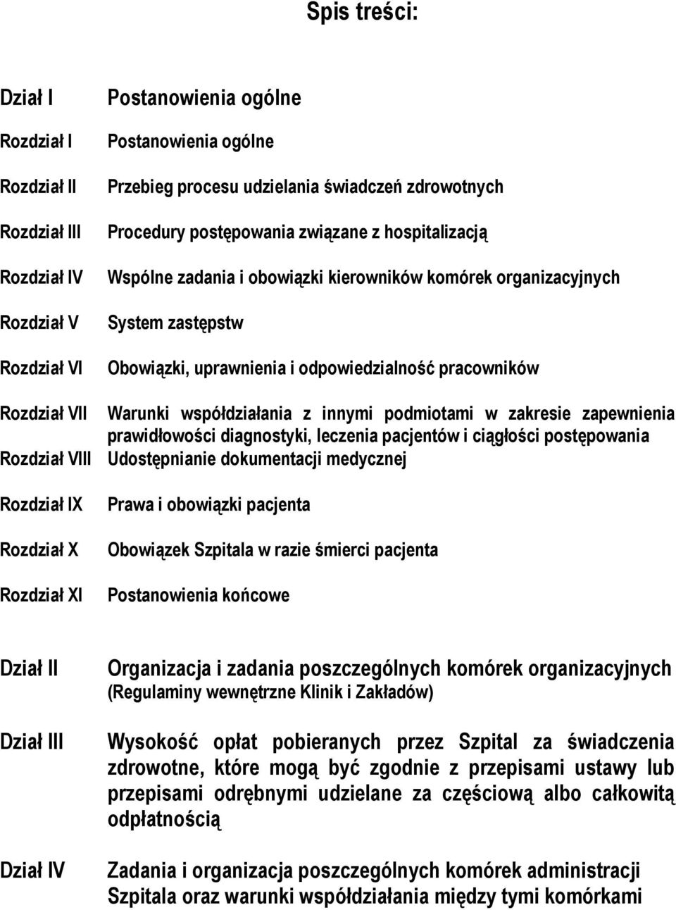 współdziałania z innymi podmiotami w zakresie zapewnienia prawidłowości diagnostyki, leczenia pacjentów i ciągłości postępowania Rozdział VIII Udostępnianie dokumentacji medycznej Rozdział IX