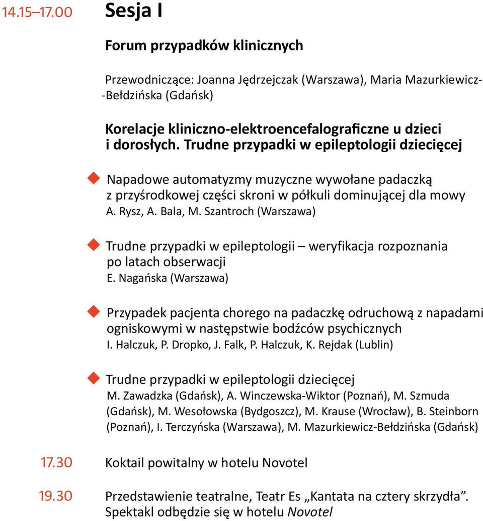 Szantroch (Warszawa) Trudne przypadki w epileptologii weryfikacja rozpoznania po latach obserwacji E.