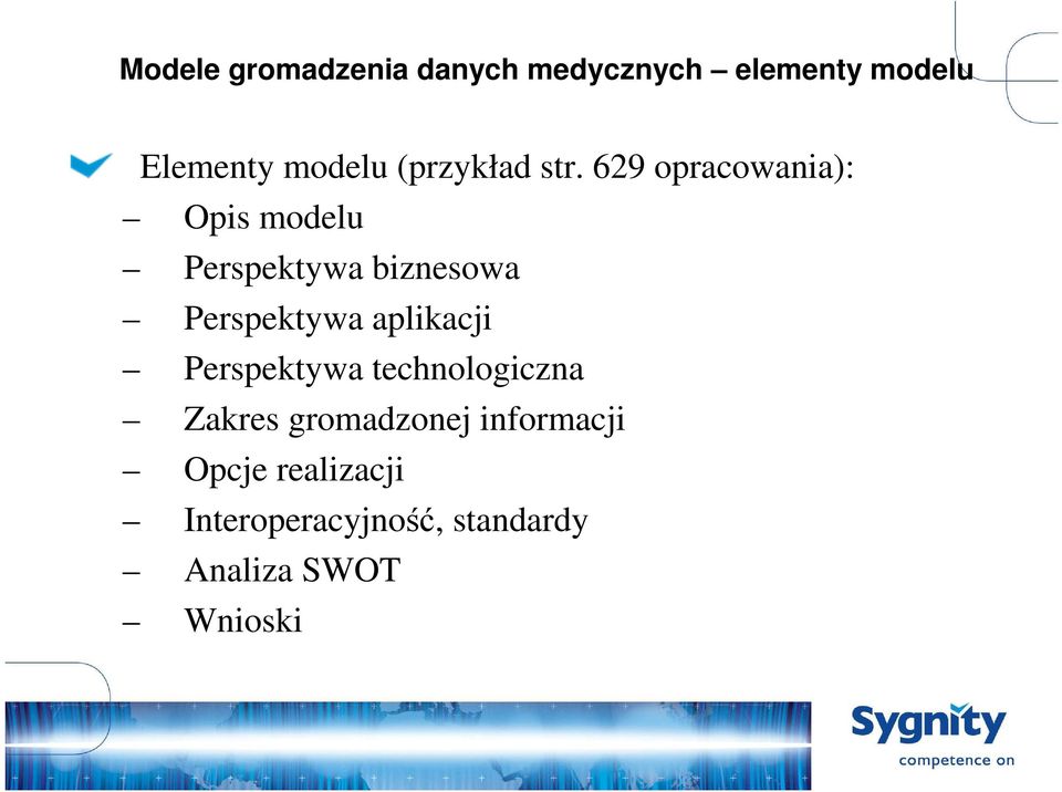 629 opracowania): Opis modelu Perspektywa biznesowa Perspektywa