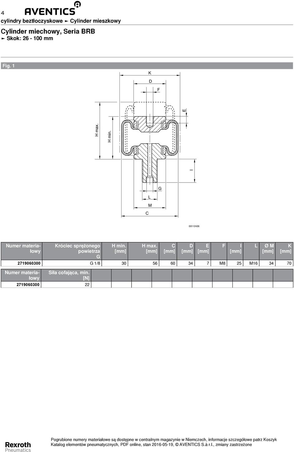 C M 00112436 Króciec sprężonego powietrza H min. H max.