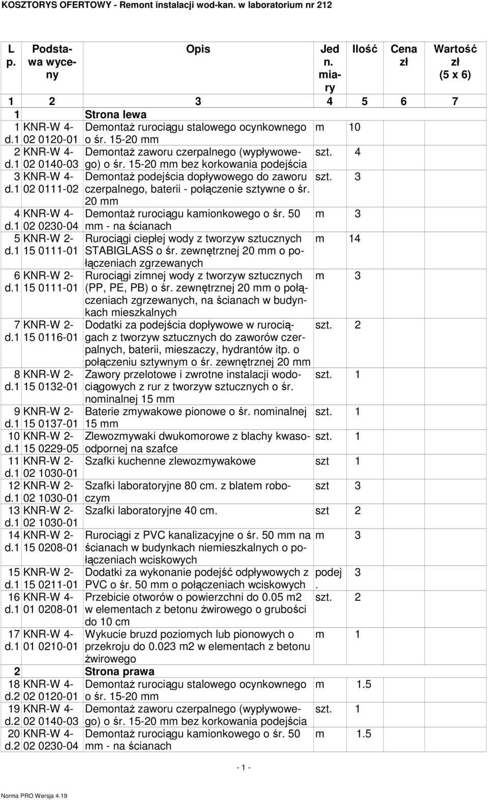 1 02 0111-02 czerpalnego, baterii - połączenie sztywne o śr. 4 KNR-W 4- d.1 02 0230-04 5 KNR-W 2- d.1 15 0111-01 6 KNR-W 2- d.1 15 0111-01 7 KNR-W 2- d.1 15 0116-01 8 KNR-W 2- d.