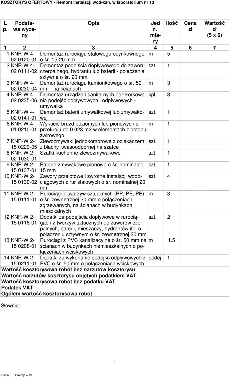 20 DemontaŜ rurociągu kamionkowego o śr.