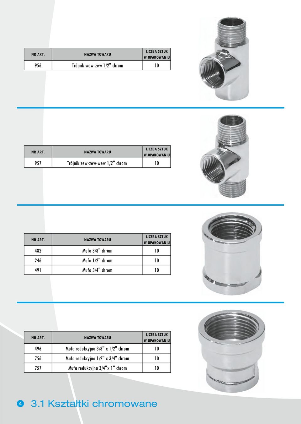 496 Mufa redukcyjna 3/8" x 1/2" chrom 756 Mufa redukcyjna 1/2" x