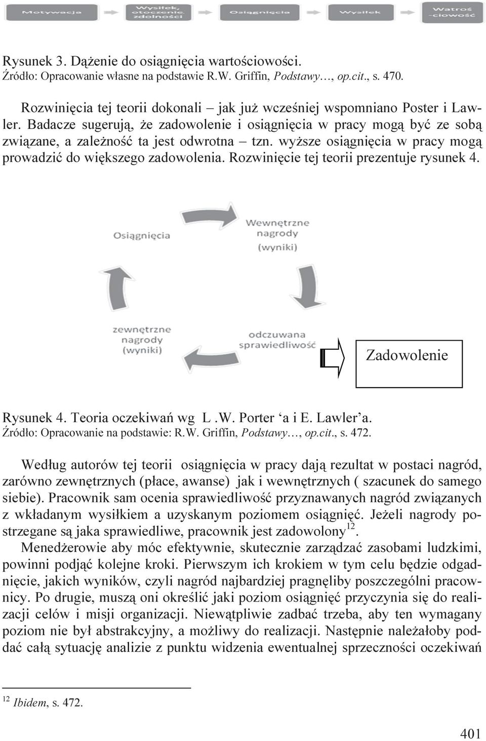 wyższe osiągnięcia w pracy mogą prowadzić do większego zadowolenia. Rozwinięcie tej teorii prezentuje rysunek 4. Zadowolenie Rysunek 4. Teoria oczekiwań wg L.W. Porter a i E. Lawler a.