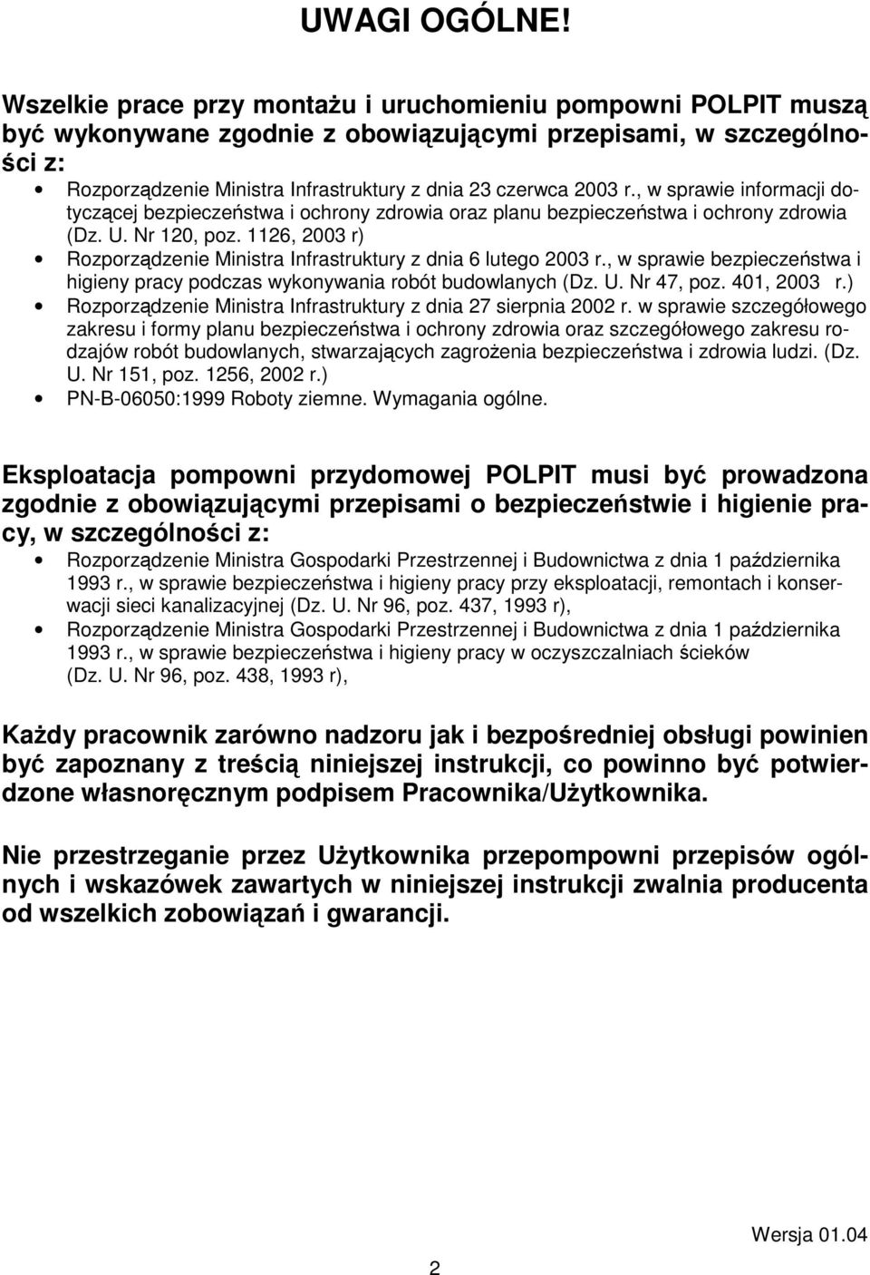 , w sprawie informacji dotyczcej bezpieczestwa i ochrony zdrowia oraz planu bezpieczestwa i ochrony zdrowia (Dz. U. Nr 120, poz.