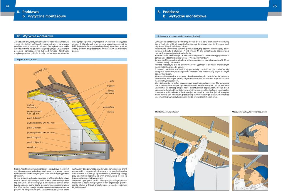 yciowej. Do wykañczania takiej zabudowy firma Rigips poleca u ycie p³yt typu GKF, zwanych potocznie ognioodpornymi lub p³yt Grubas.
