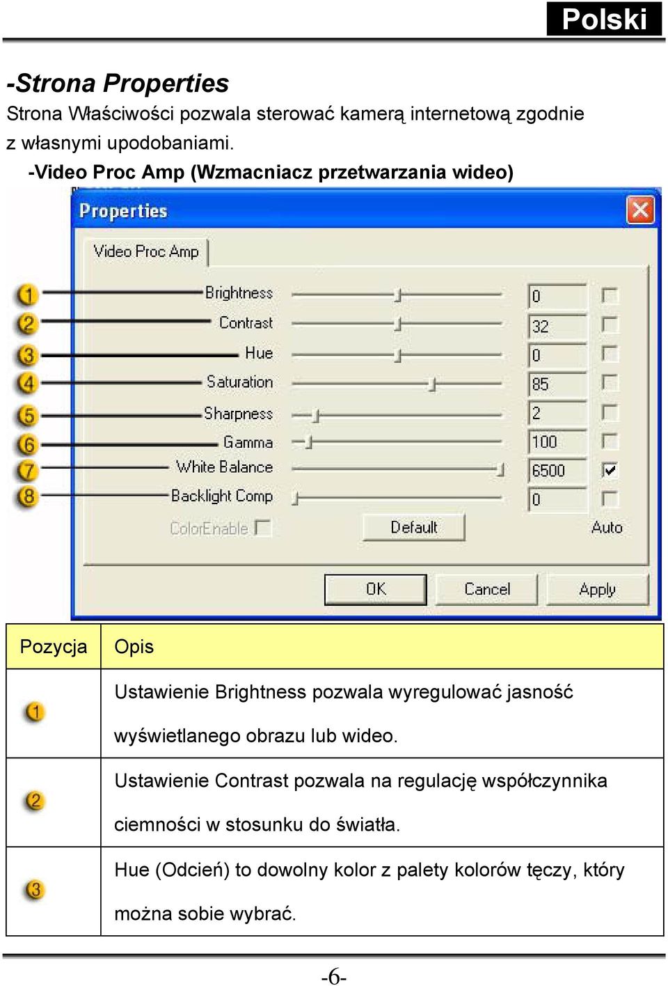 wyregulować jasność wyświetlanego obrazu lub wideo.