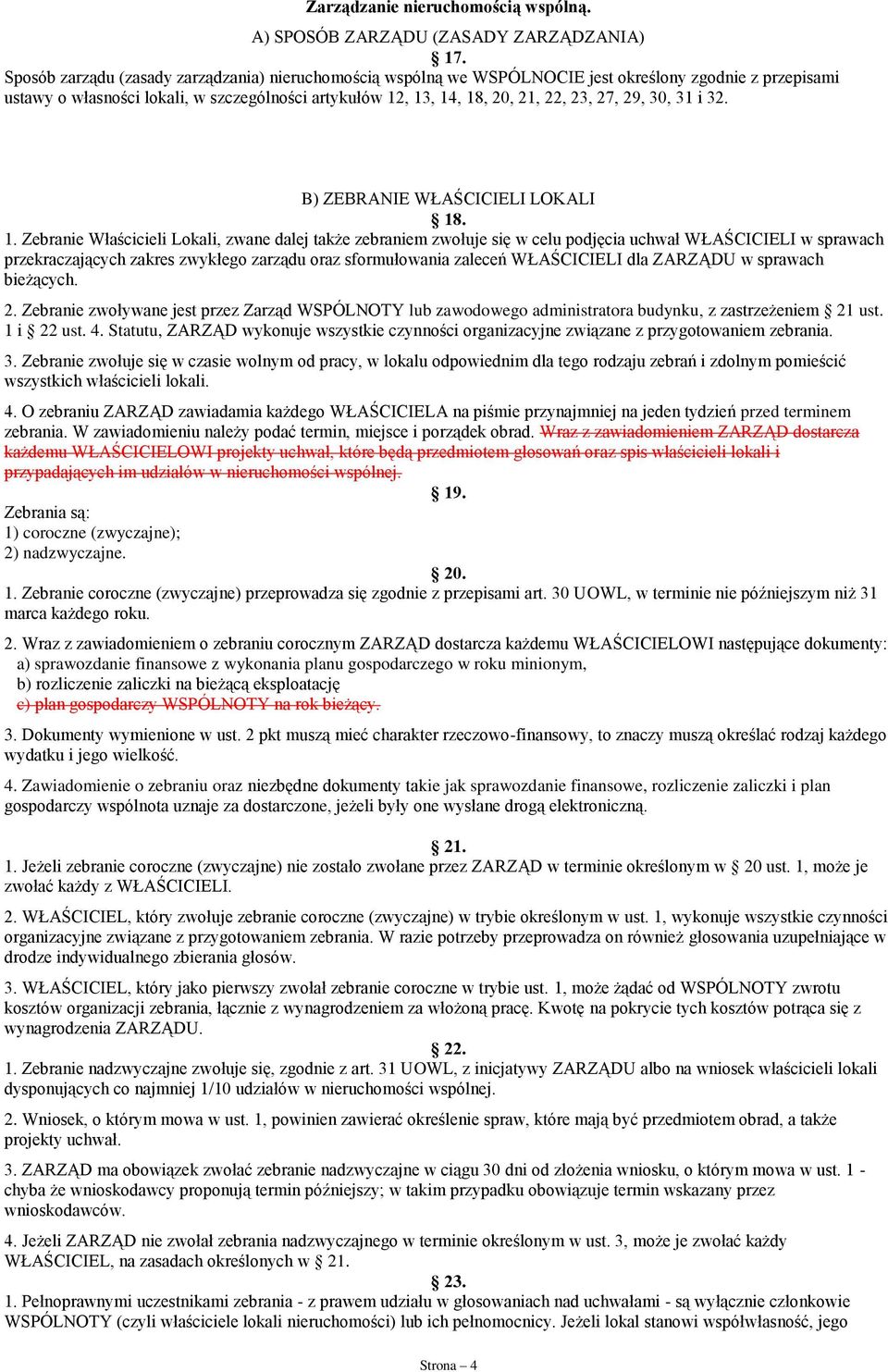 29, 30, 31 i 32. B) ZEBRANIE WŁAŚCICIELI LOKALI 18