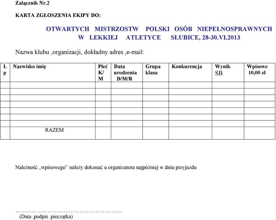 ATLETYCE SŁUBICE, 28-30.VI.