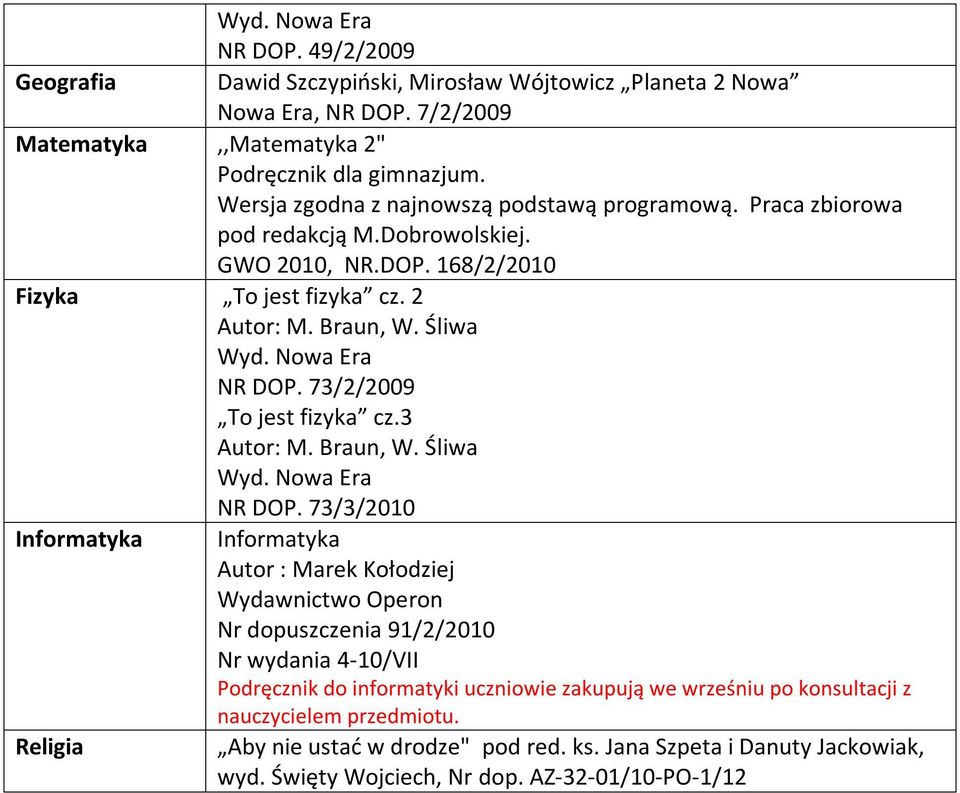 73/2/2009 To jest fizyka cz.3 NR DOP.