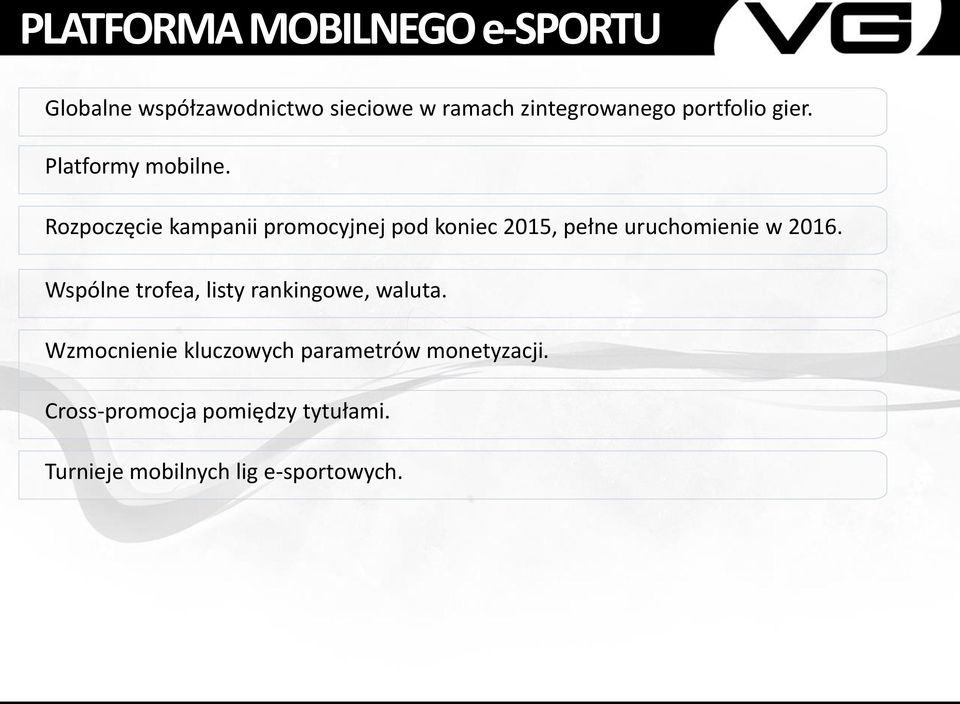 Rozpoczęcie kampanii promocyjnej pod koniec 2015, pełne uruchomienie w 2016.