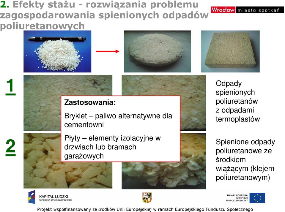 elementy izolacyjne w drzwiach lub bramach garaŝowych Odpady spienionych poliuretanów