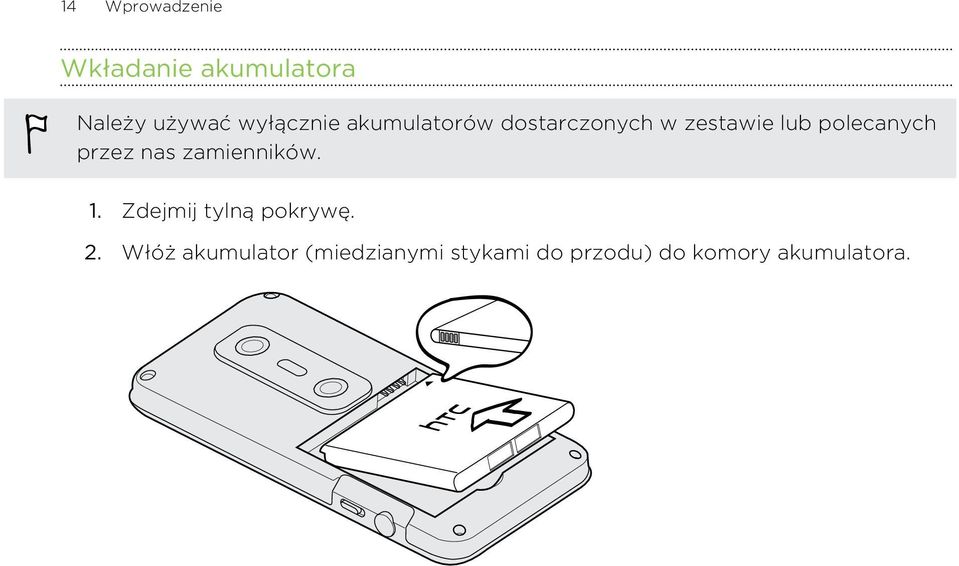 polecanych przez nas zamienników. 1. Zdejmij tylną pokrywę.