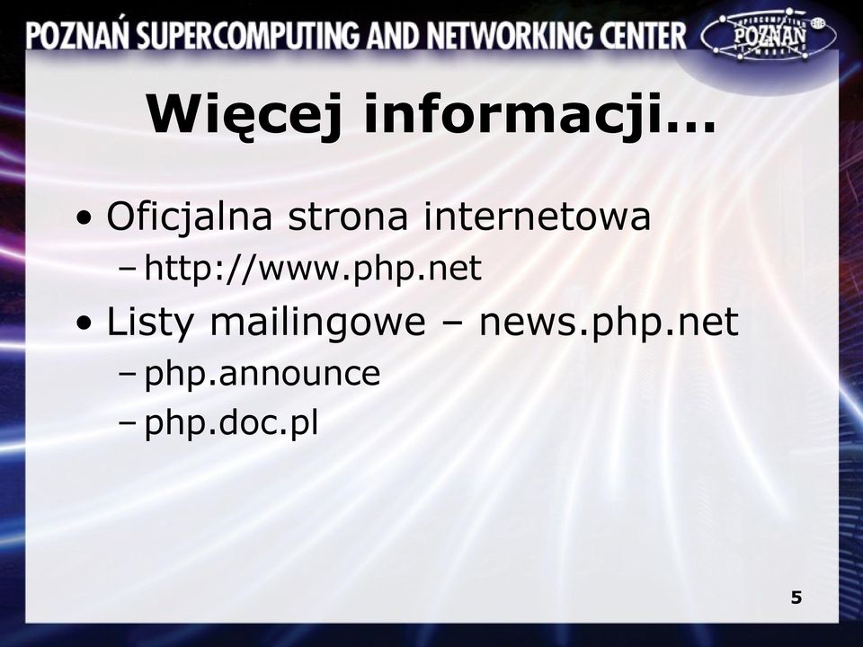 php.net Listy mailingowe news.