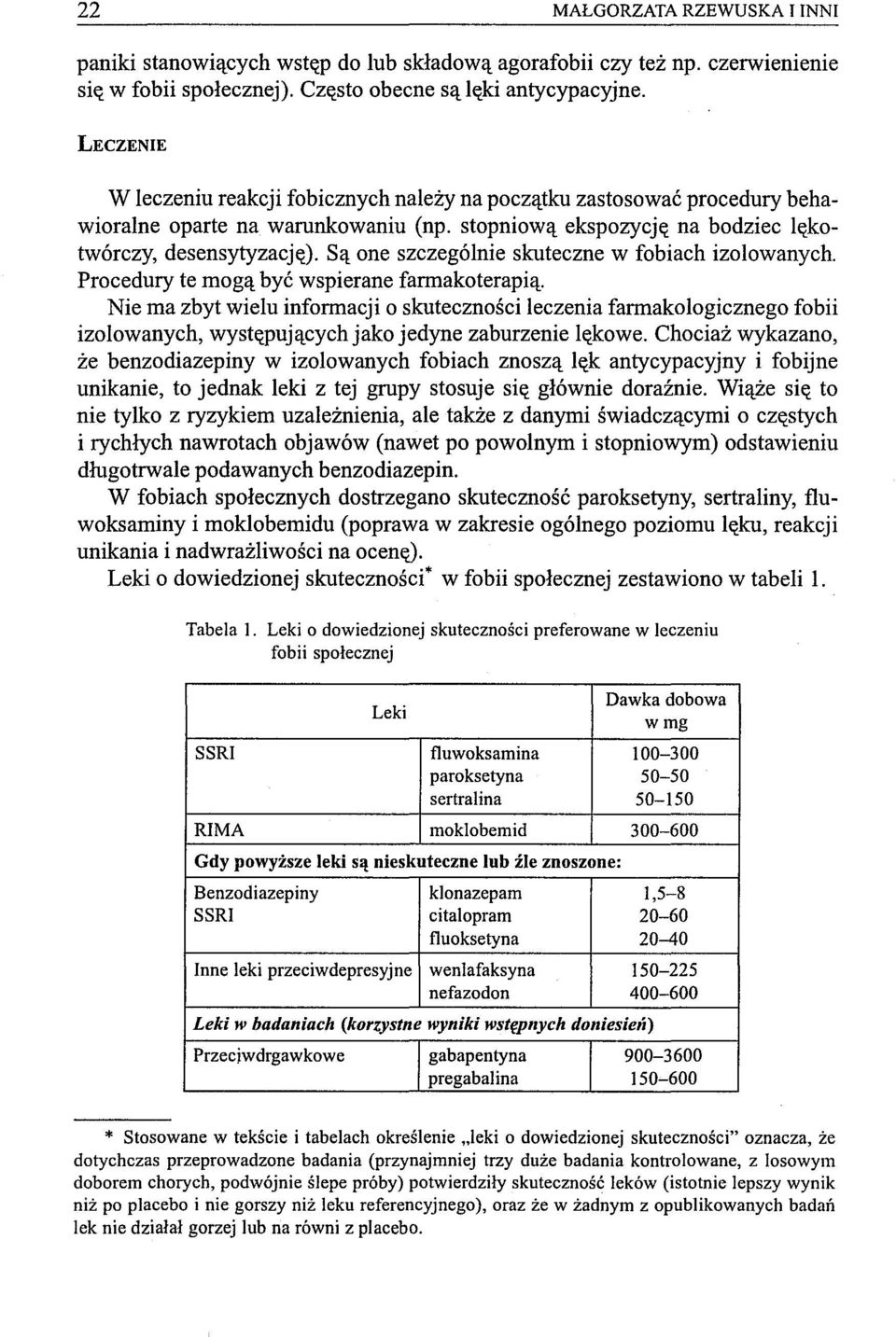 Są one szczególnie skuteczne w fobiach izolowanych. Procedury te mogą być wspierane fannakoterapią.