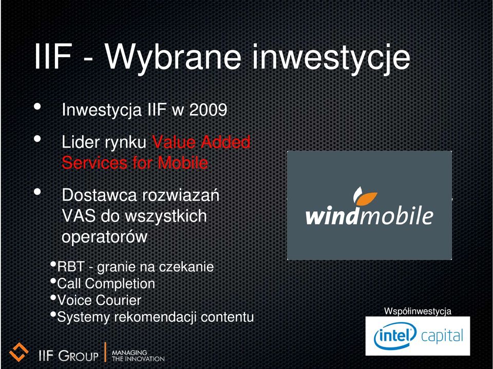 operatorów RBT - granie na czekanie Call Completion Voice