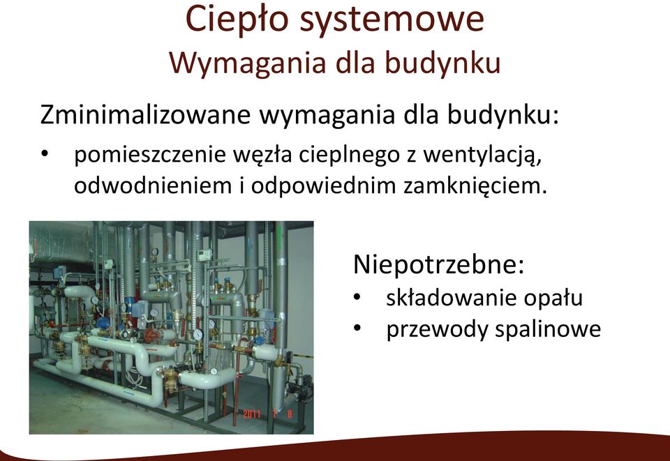 węzła cieplnego z wentylacją, odwodnieniem i