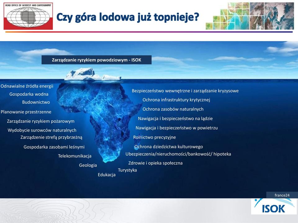 zarządzanie kryzysowe Ochrona infrastruktury krytycznej Ochrona zasobów naturalnych Nawigacja i bezpieczeństwo na lądzie Nawigacja i bezpieczeństwo w