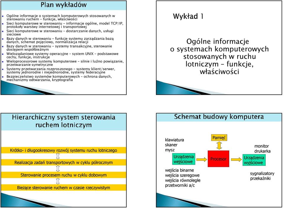 w sterowaniu systemy transakcyjne, sterowanie dostępem współbieżnym Wielozadaniowe systemy operacyjne system UNIX podstawowe cechy, funkcje, instrukcje Wieloprocesorowe systemy komputerowe silnie i